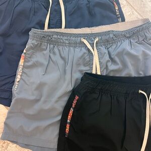 Men's Swim Trunks Set of 3 - Navy, Blue, Black, size L